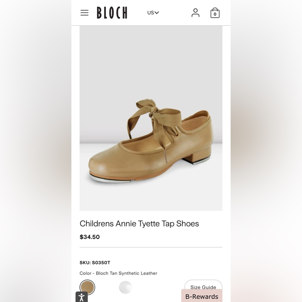 Little girls size 11W BLOCH Annie Tyette tan tap shoe
